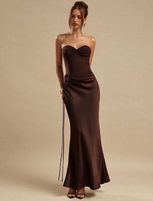 Vestido largo satinado